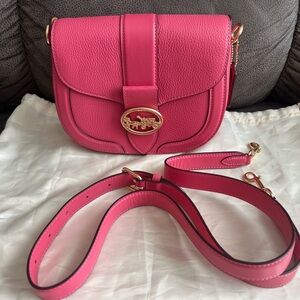 Coach Pink Pebbled Leather Crossbody with Gold Emblem - BRAND NEW (Never Used)